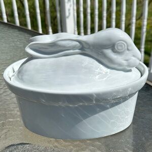 Vintage French Country Ceramic Rabbit Casserole Dish